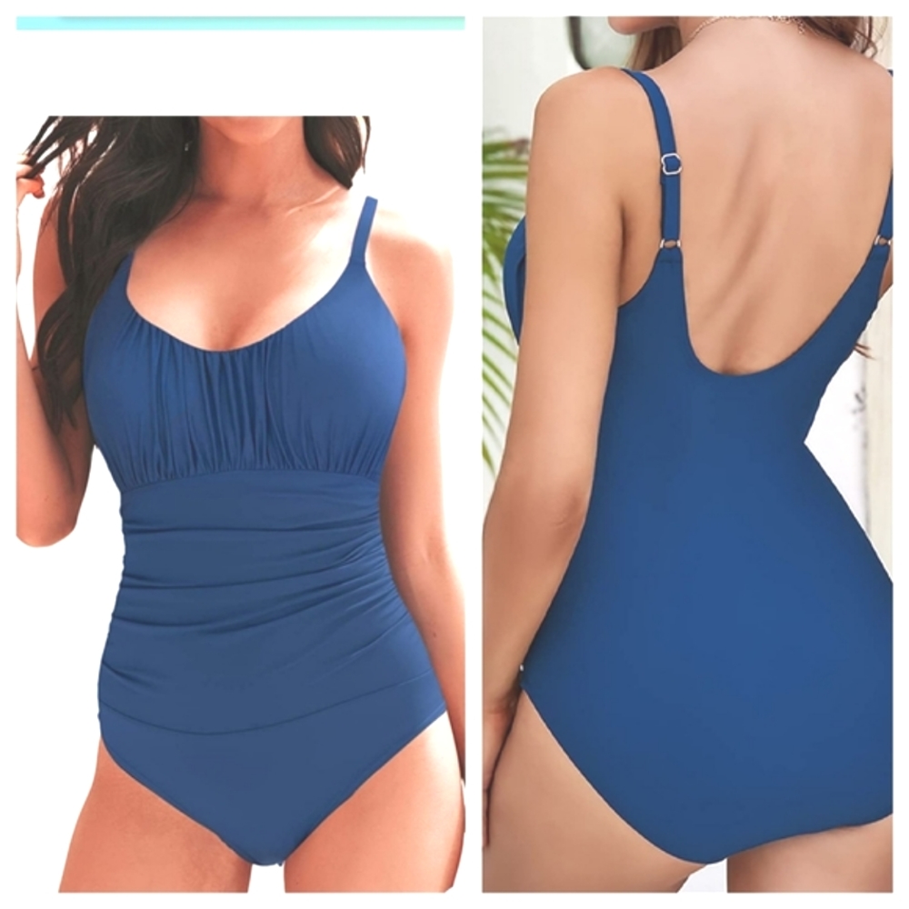 LAPHEE ROSE ONE PIECE SWIMSUITS BLUE SLIMMING SIZE XXL